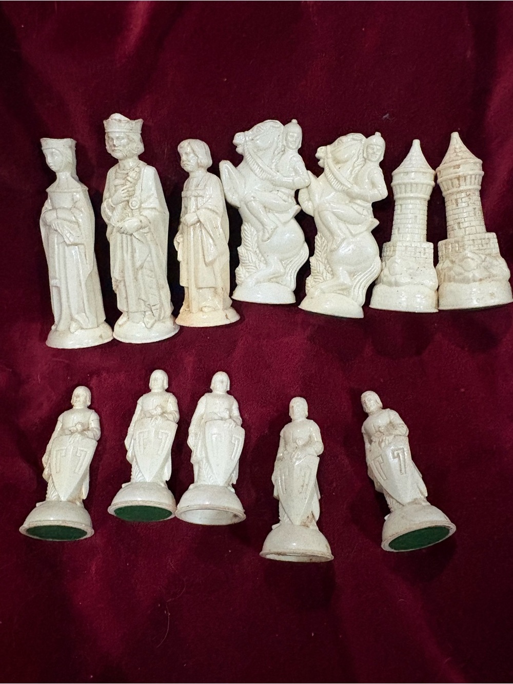 Vintage White Chess Pieces Ornate Staunton-Style Pieces- good for trinket shelfs